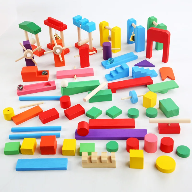 Montessori Wooden Rainbow Domi - Wooden Blocks Stacking ulasan dan harga