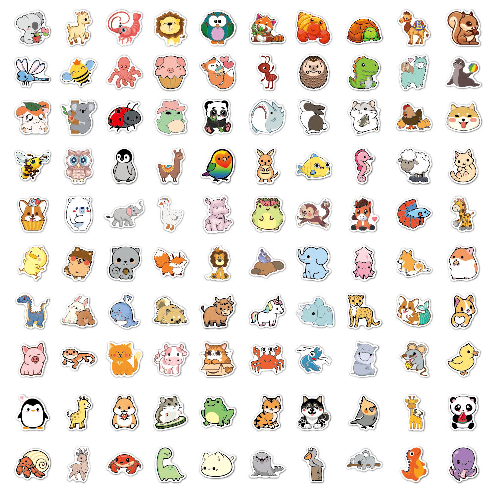 100pcs Funny Animal Stickers C - Kids Toys Logo ulasan dan harga