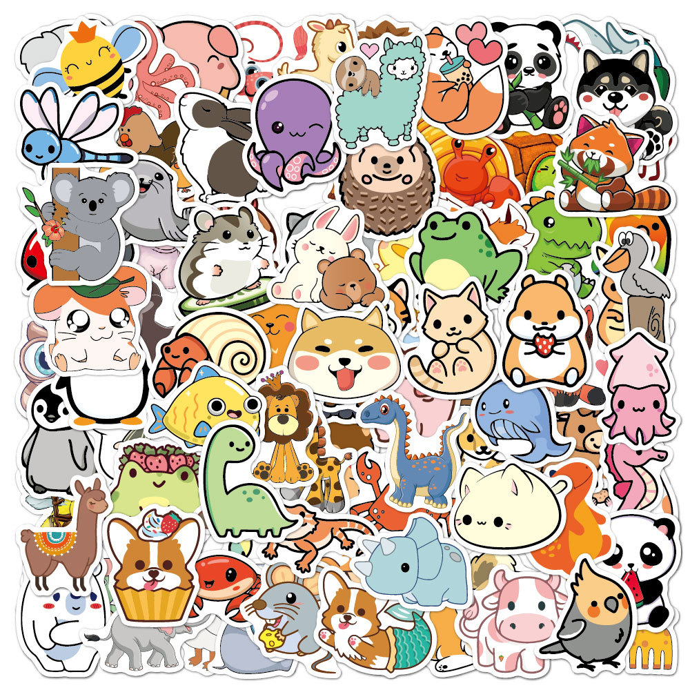 100pcs Funny Animal Stickers C - Kids Toys Logo ulasan dan harga