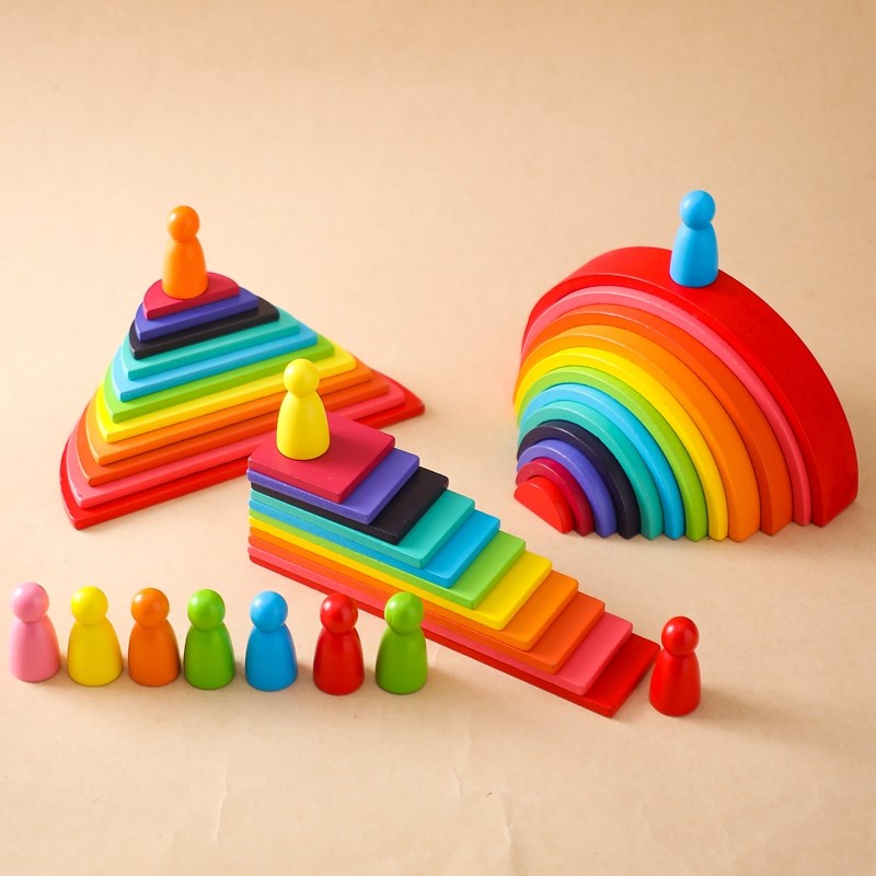 Montessori Wooden Block Toys B - Wooden Blocks Stacking ulasan dan harga
