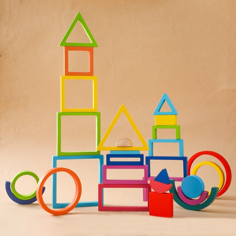 Montessori Wooden Block Toys B - Wooden Blocks Stacking ulasan dan harga