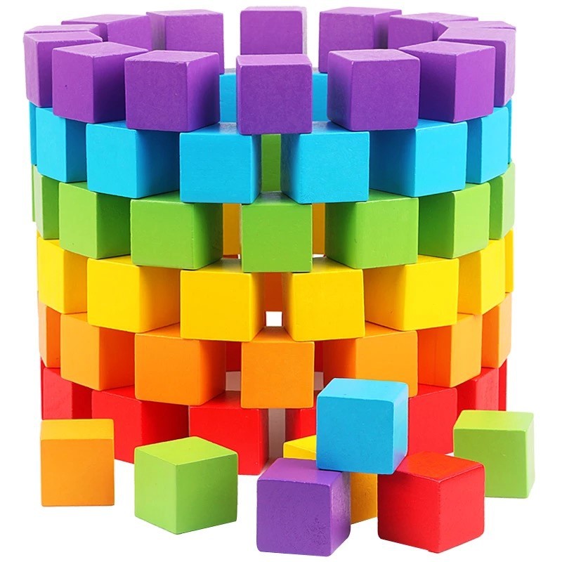 30Pcs/lot 2X2CM Wooden Colorfu - Wooden Blocks Stacking ulasan dan harga