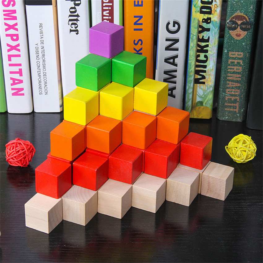 30Pcs/lot 2X2CM Wooden Colorfu - Wooden Blocks Stacking ulasan dan harga