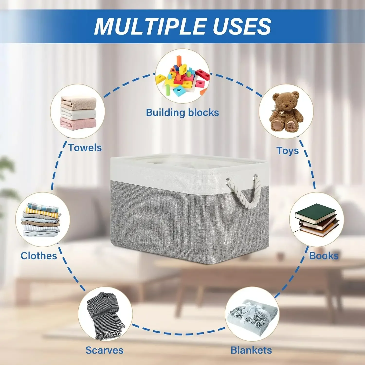Linen Foldable Storage Basket  - Kids Toys Clearance ulasan dan harga